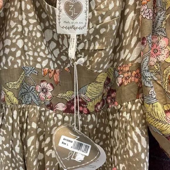 Z&L Europe Smock Dress Size Large Cottage Fall Desert Boho Floral Cotton NWT - Picture 8 of 9